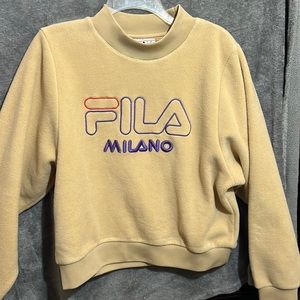 FILA Milano Women’s Vella Mock Neck Crewneck Fleece Sweatshirt beige Medium